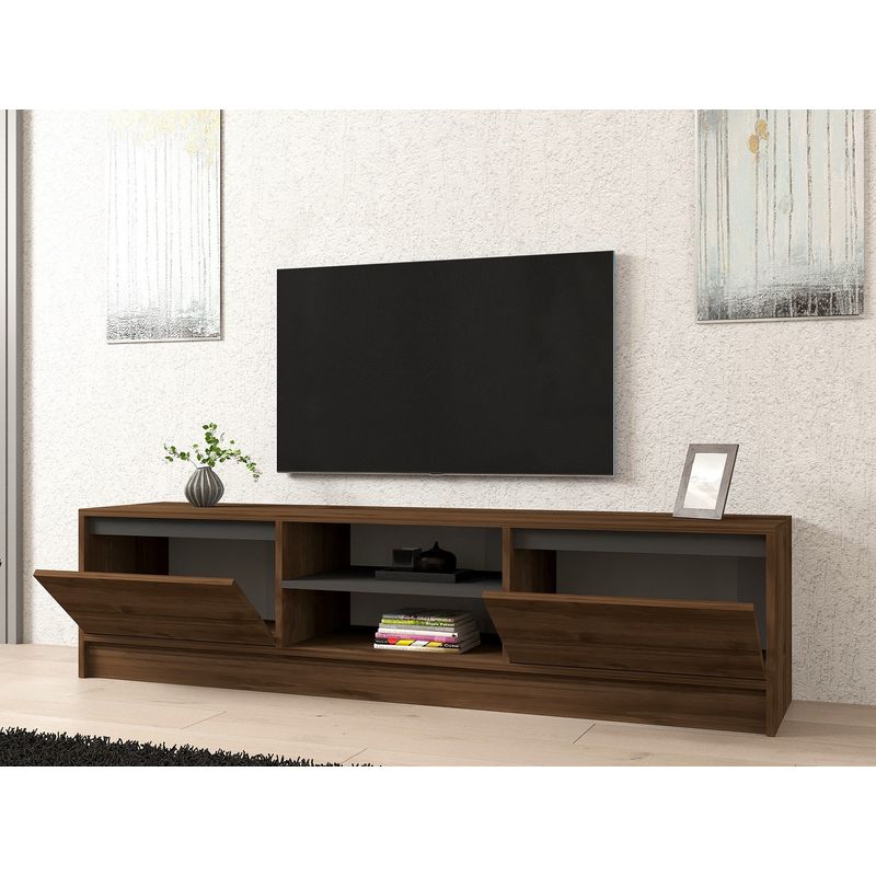 Casa si Gradina - Mobilier - Comode si corpuri - Comode - Comoda tv, Hanah Home, pal melaminat, nuc si antracit, 180x45x40 cm - Infinity.ro