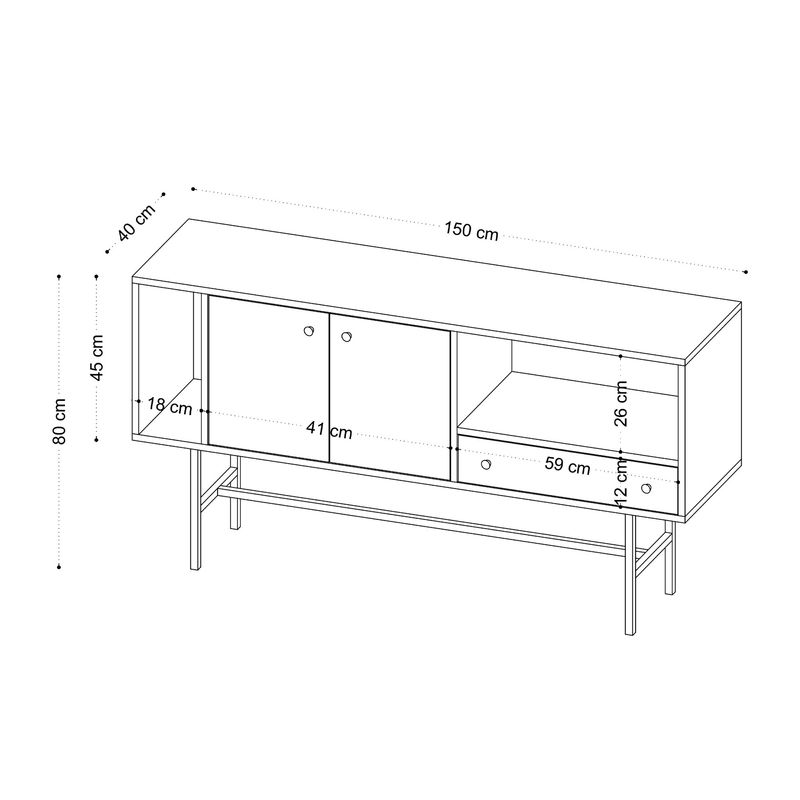 Casa si Gradina - Mobilier - Comode si corpuri - Console - Consola, Hanah Home, pal melaminat, stejar safir si negru, 40x80x150 cm - Infinity.ro