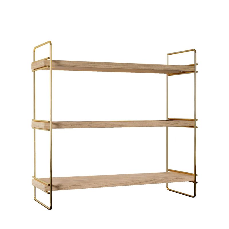 Casa si Gradina - Mobilier - Mobilier baie - Etajere baie - Etajera baie, Hanah Home, lemn masiv, auriu maro, 45x16x40 cm - Infinity.ro