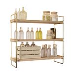 Casa si Gradina - Mobilier - Mobilier baie - Etajere baie - Etajera baie, Hanah Home, lemn masiv, auriu maro, 45x16x40 cm - Infinity.ro