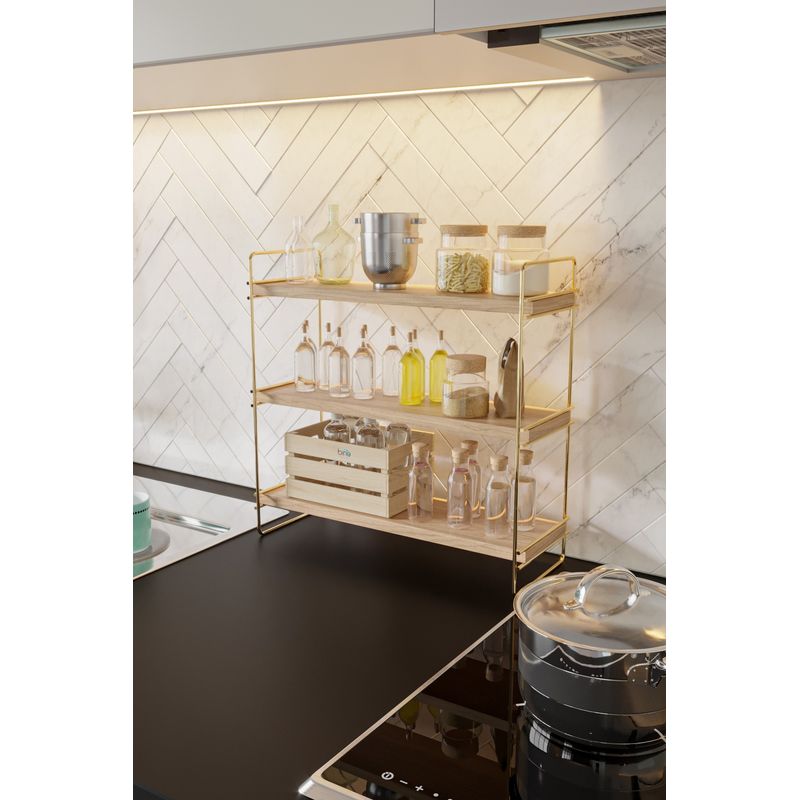 Casa si Gradina - Mobilier - Mobilier baie - Etajere baie - Etajera baie, Hanah Home, lemn masiv, auriu maro, 45x16x40 cm - Infinity.ro