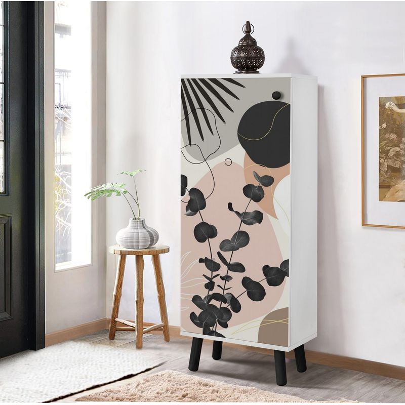 Casa si Gradina - Mobilier - Dulapuri si sifoniere - Dulapuri pantofi - Dulap pantofi, Hanah Home, pal melaminat, alb negru, 50x38x135 cm, 869VEL8644 - Infinity.ro