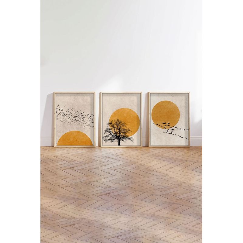 Casa si Gradina - Decoratiuni - Tablouri - Tablou decorativ cu rama, Wallxpert, mdf si lemn masiv, multicolor, 50x70 cm, set 3 piese, 693BSE1310 - Infinity.ro