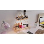 Casa si Gradina - Mobilier - Mobilier baie - Etajere baie - Etajera de baie, Hanah Home, lemn masiv, auriu maro, 38x16x42 cm - Infinity.ro