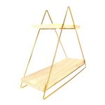 Casa si Gradina - Mobilier - Mobilier baie - Etajere baie - Etajera de baie, Hanah Home, lemn masiv, auriu maro, 38x16x42 cm - Infinity.ro