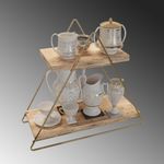 Casa si Gradina - Mobilier - Mobilier baie - Etajere baie - Etajera de baie, Hanah Home, lemn masiv, auriu maro, 38x16x42 cm - Infinity.ro