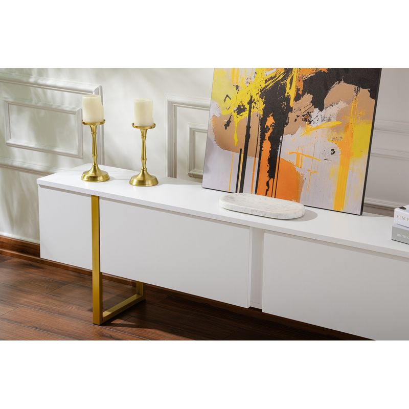 Casa si Gradina - Mobilier - Comode si corpuri - Comode - Comoda tv, Hanah Home, pal melaminat, alb auriu, 180x50x29.5 cm - Infinity.ro