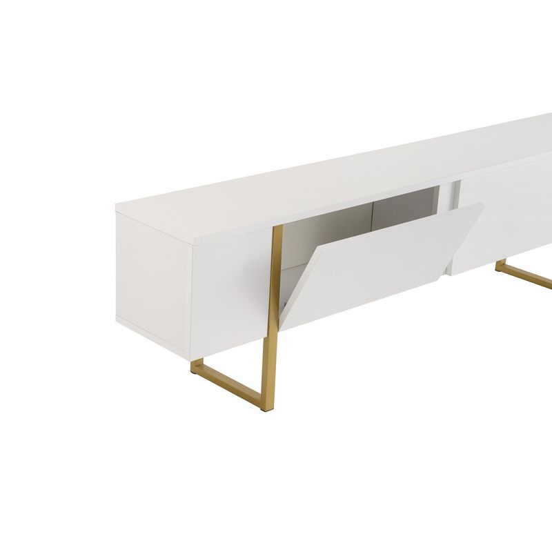 Casa si Gradina - Mobilier - Comode si corpuri - Comode - Comoda tv, Hanah Home, pal melaminat, alb auriu, 180x50x29.5 cm - Infinity.ro