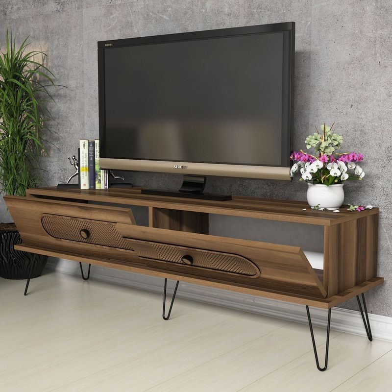 Casa si Gradina - Mobilier - Comode si corpuri - Comode - Comoda tv, Hanah Home, pal melaminat, nuc, 145x45x40 cm - Infinity.ro