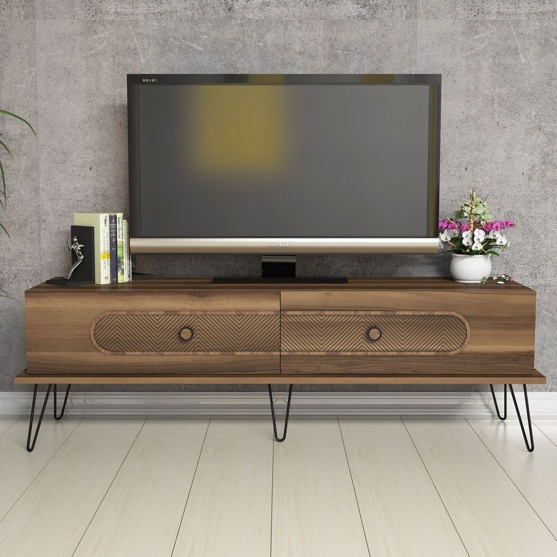 Casa si Gradina - Mobilier - Comode si corpuri - Comode - Comoda tv, Hanah Home, pal melaminat, nuc, 145x45x40 cm - Infinity.ro