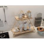 Casa si Gradina - Mobilier - Mobilier baie - Etajere baie - Etajera de baie, Hanah Home, lemn masiv, auriu maro, 38x16x42 cm - Infinity.ro