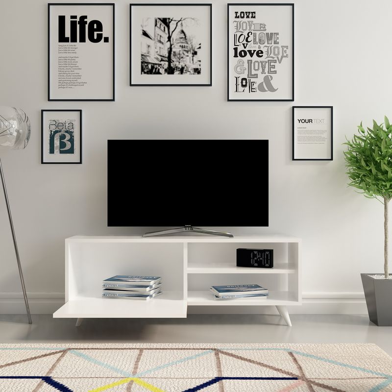 Casa si Gradina - Mobilier - Comode si corpuri - Comode - Comoda tv, Hanah Home, pal melaminat, alb, 120x43.7x29.5 cm - Infinity.ro