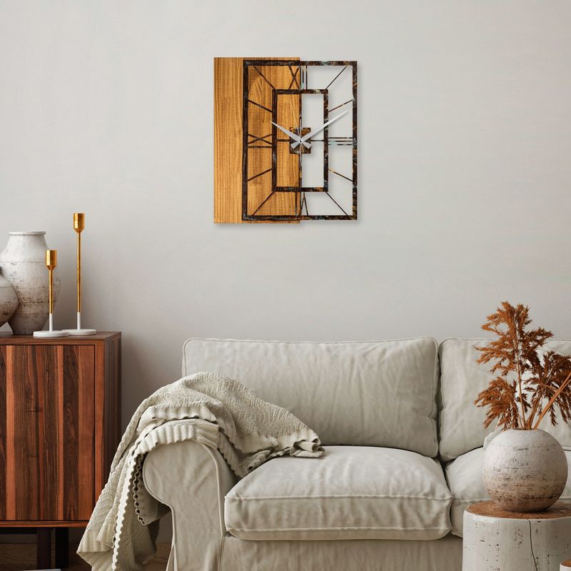 Casa si Gradina - Decoratiuni - Ceasuri - Ceas de perete decorativ, Wallxpert, lemn, nuc maro, 49x58 cm - Infinity.ro