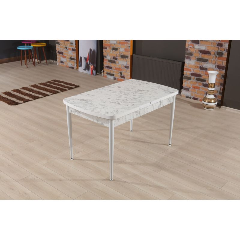 Casa si Gradina - Mobilier - Mese si birouri - Mese bucatarie si dining - Masa extensibila de dining, Hanah Home, panou de particule cu melamina, alb gri, 132x79x76,5 cm - Infinity.ro