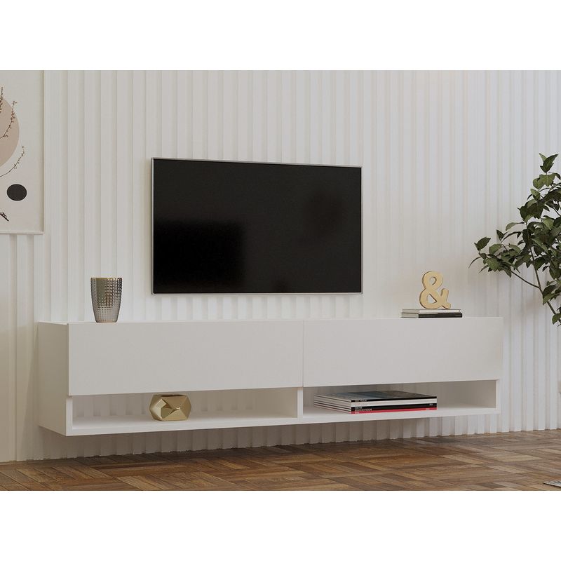 Casa si Gradina - Mobilier - Comode si corpuri - Comode - Comoda tv, Hanah Home, pal melaminat, alb, 141x31x30 cm - Infinity.ro