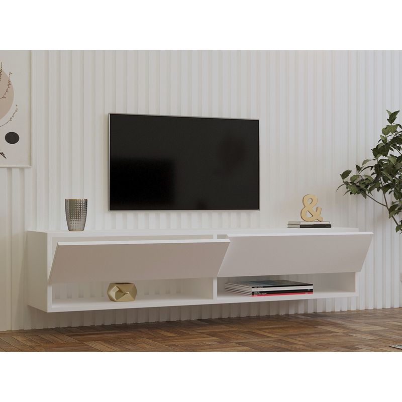 Casa si Gradina - Mobilier - Comode si corpuri - Comode - Comoda tv, Hanah Home, pal melaminat, alb, 141x31x30 cm - Infinity.ro