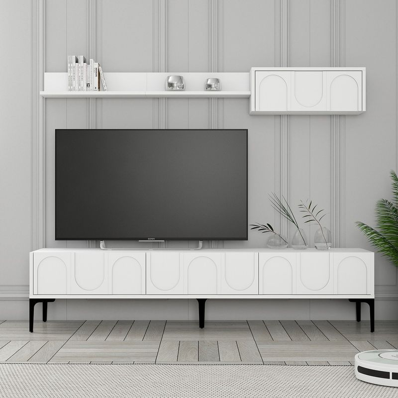 Casa si Gradina - Mobilier - Comode si corpuri - Comode - Comoda tv, Hanah Home, pal melaminat, alb negru, 180x42x35 cm - Infinity.ro