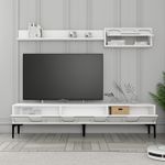 Casa si Gradina - Mobilier - Comode si corpuri - Comode - Comoda tv, Hanah Home, pal melaminat, alb negru, 180x42x35 cm - Infinity.ro