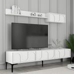 Casa si Gradina - Mobilier - Comode si corpuri - Comode - Comoda tv, Hanah Home, pal melaminat, alb negru, 180x42x35 cm - Infinity.ro