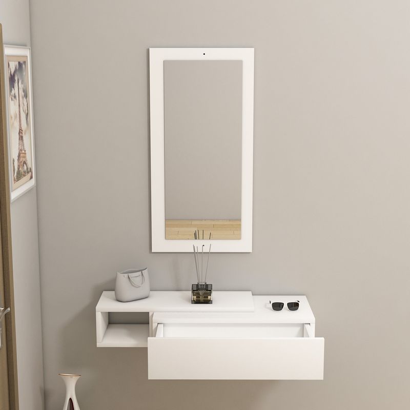 Casa si Gradina - Mobilier - Comode si corpuri - Console - Consola, Hanah Home, pal melaminat, alb, 82x15.8x29.6 cm - Infinity.ro