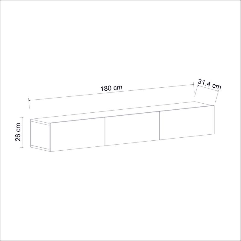 Casa si Gradina - Mobilier - Comode si corpuri - Comode - Comoda tv, Hanah Home, pal melaminat, alb, 180x26x31.4 cm - Infinity.ro