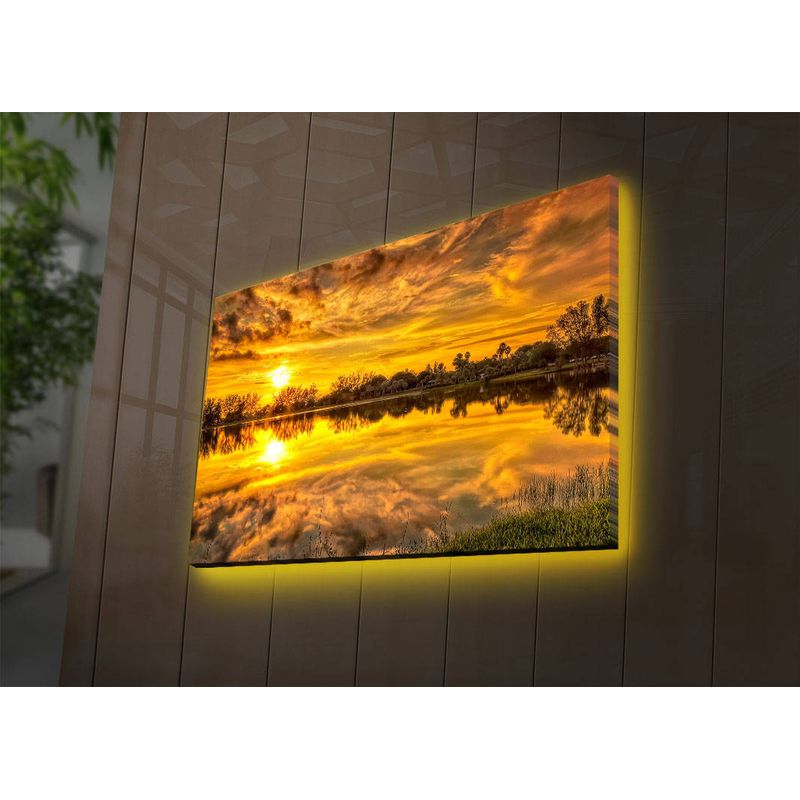 Casa si Gradina - Electrice - Tablouri electrice si accesorii - Tablou canvas cu led, Wallxpert, panza piele de caprioara, multicolor, 45x70 cm, 239SHN3287 - Infinity.ro