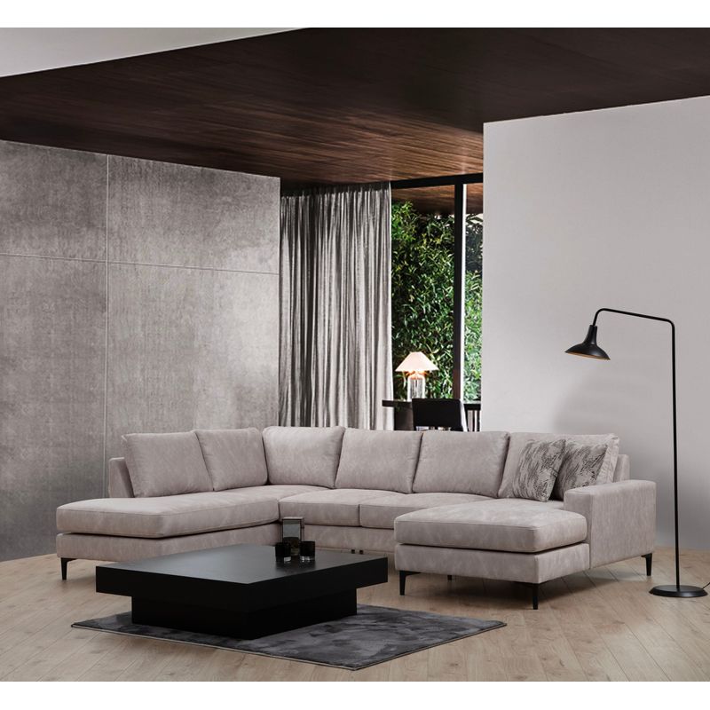 Casa si Gradina - Mobilier - Canapele si coltare - Coltare - Coltar, Hanah Home, lemn de fag si pal, bej, 200x314x155 cm - Infinity.ro
