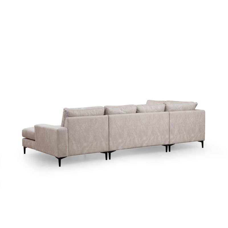 Casa si Gradina - Mobilier - Canapele si coltare - Coltare - Coltar, Hanah Home, lemn de fag si pal, bej, 200x314x155 cm - Infinity.ro