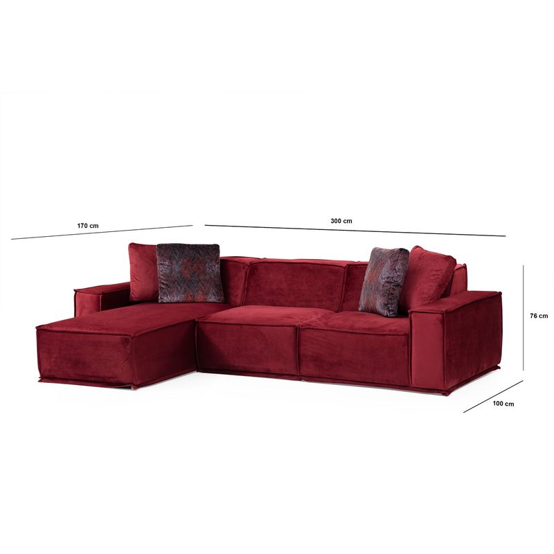 Casa si Gradina - Mobilier - Canapele si coltare - Coltare - Coltar, Hanah Home, material textil, burgundy, 170x300x100 cm - Infinity.ro
