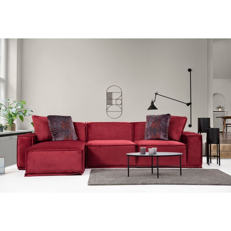 Casa si Gradina - Mobilier - Canapele si coltare - Coltare - Coltar, Hanah Home, material textil, burgundy, 170x300x100 cm - Infinity.ro