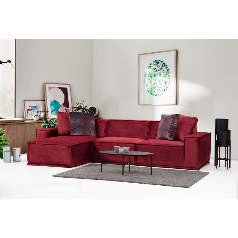 Casa si Gradina - Mobilier - Canapele si coltare - Coltare - Coltar, Hanah Home, material textil, burgundy, 170x300x100 cm - Infinity.ro