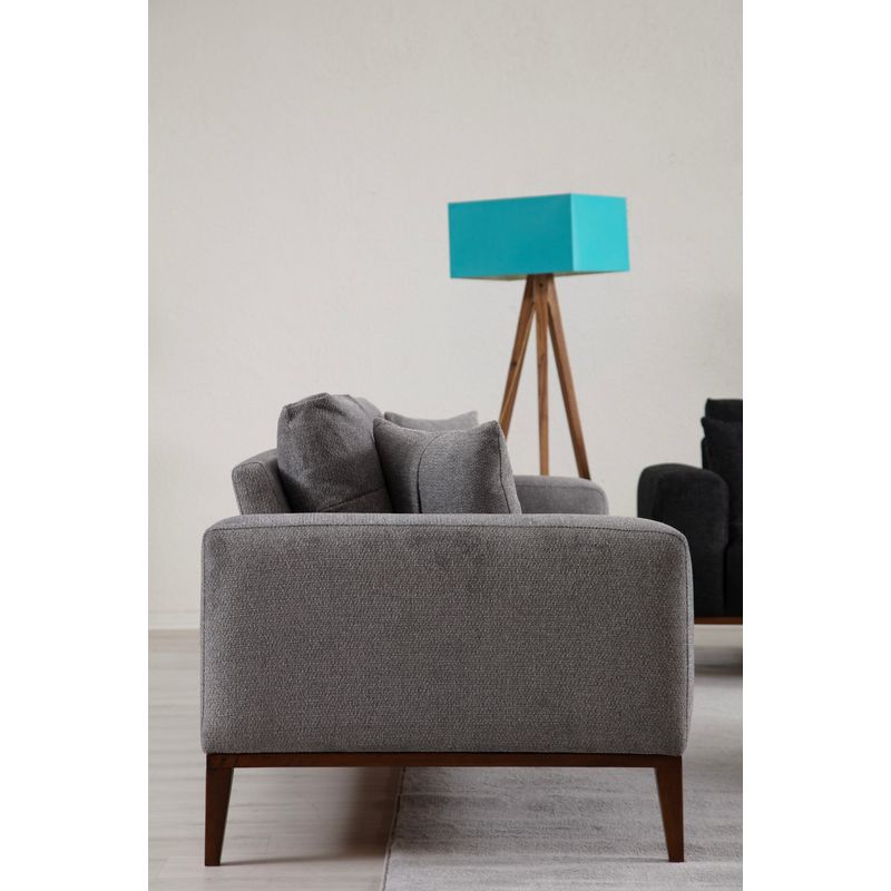 Casa si Gradina - Mobilier - Canapele si coltare - Canapele - Canapea extensibila 3 locuri, Hanah Home, lemn fag si PAL, gri deschis, 225x92x75 cm - Infinity.ro
