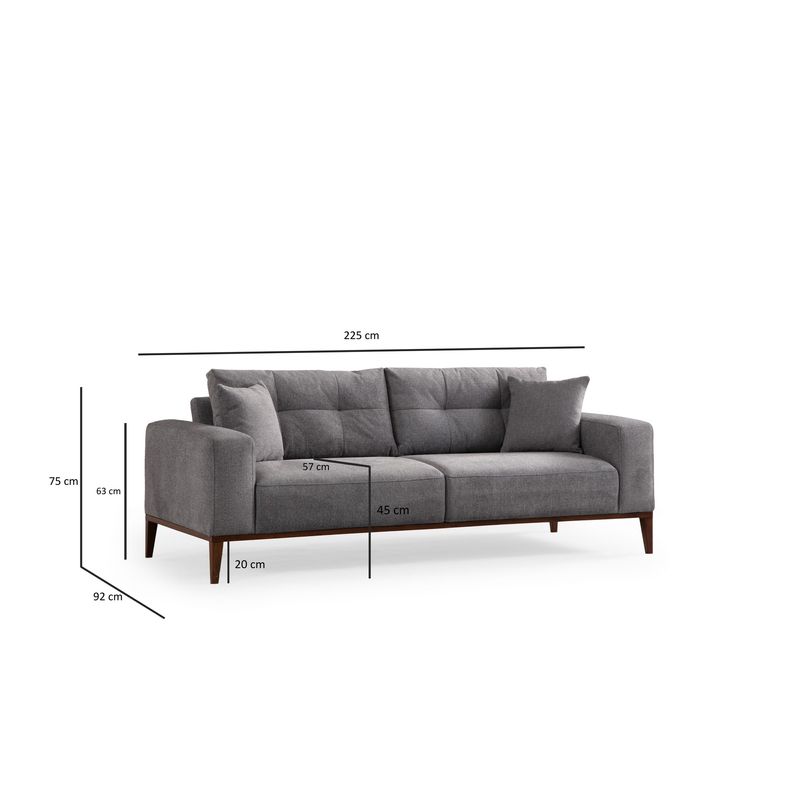Casa si Gradina - Mobilier - Canapele si coltare - Canapele - Canapea extensibila 3 locuri, Hanah Home, lemn fag si PAL, gri deschis, 225x92x75 cm - Infinity.ro