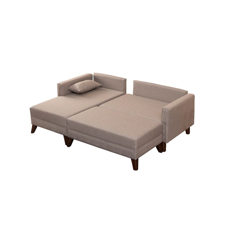 Casa si Gradina - Mobilier - Canapele si coltare - Coltare - Coltar extensibil, Hanah Home, cadru lemn si mdf, crem, 205x140x85 cm - Infinity.ro