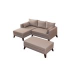 Casa si Gradina - Mobilier - Canapele si coltare - Coltare - Coltar extensibil, Hanah Home, cadru lemn si mdf, crem, 205x140x85 cm - Infinity.ro