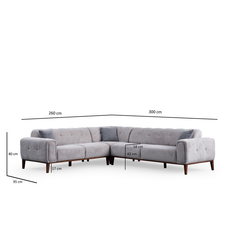 Casa si Gradina - Mobilier - Canapele si coltare - Coltare - Coltar, Atelier Del Sofa, lemn de fag si pal, gri deschis, 260x300x95 cm - Infinity.ro
