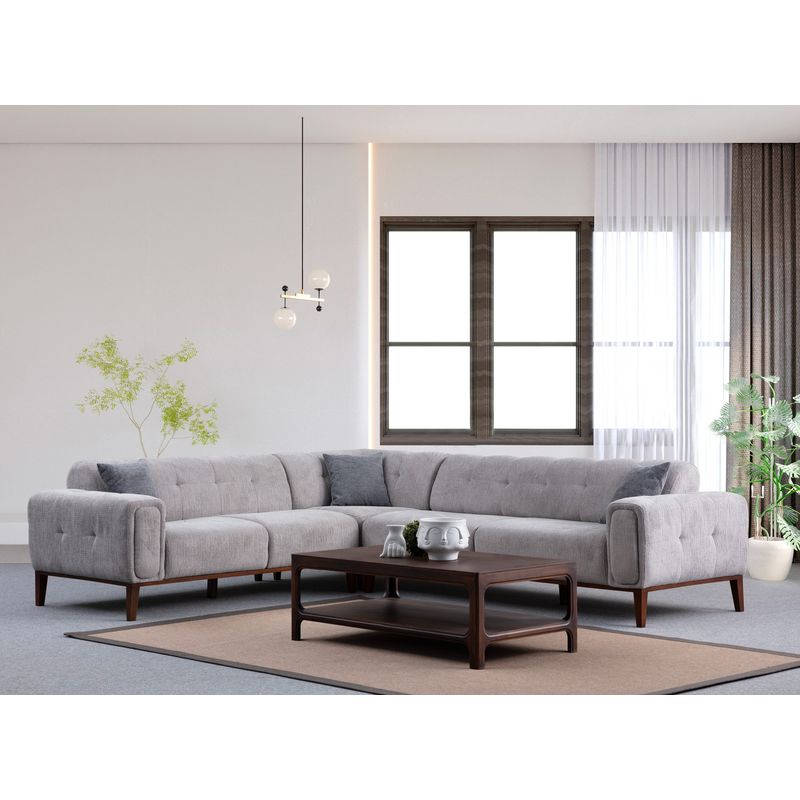 Casa si Gradina - Mobilier - Canapele si coltare - Coltare - Coltar, Atelier Del Sofa, lemn de fag si pal, gri deschis, 260x300x95 cm - Infinity.ro