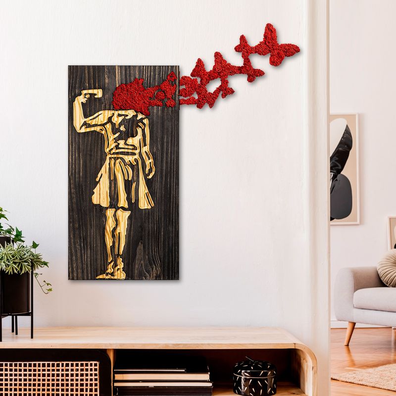 Casa si Gradina - Decoratiuni - Decoratiuni perete - Accesoriu decorativ de perete, Wallxpert, lemn, nuc, maro, rosu, 62x70 cm - Infinity.ro