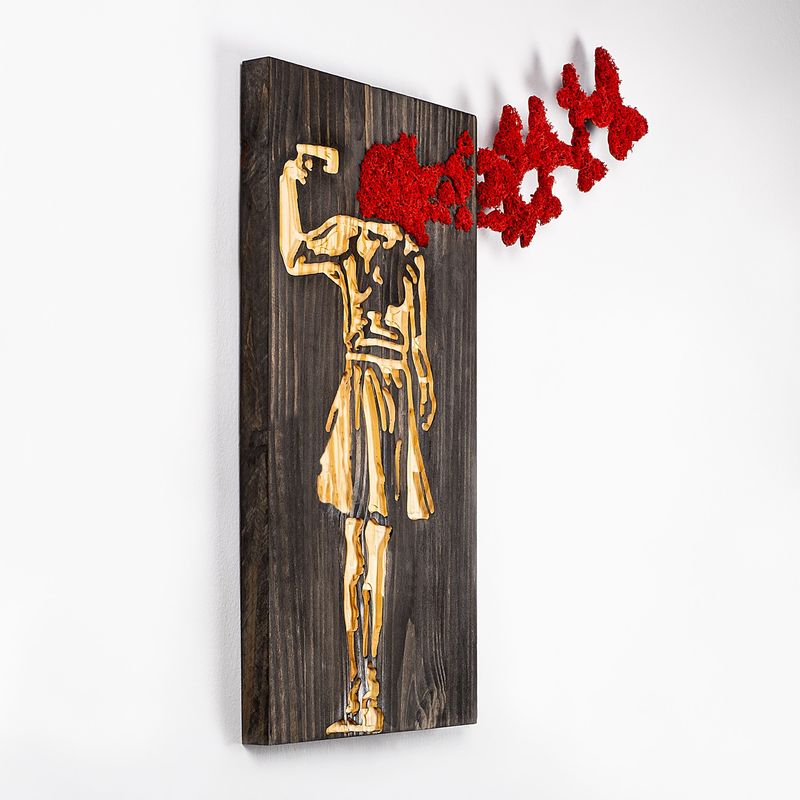 Casa si Gradina - Decoratiuni - Decoratiuni perete - Accesoriu decorativ de perete, Wallxpert, lemn, nuc, maro, rosu, 62x70 cm - Infinity.ro