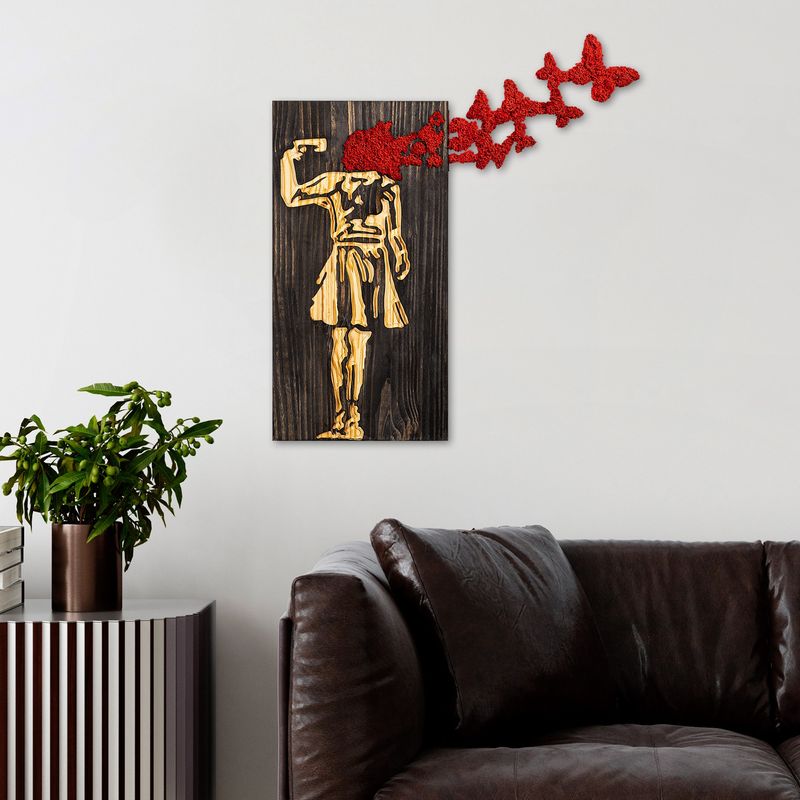 Casa si Gradina - Decoratiuni - Decoratiuni perete - Accesoriu decorativ de perete, Wallxpert, lemn, nuc, maro, rosu, 62x70 cm - Infinity.ro