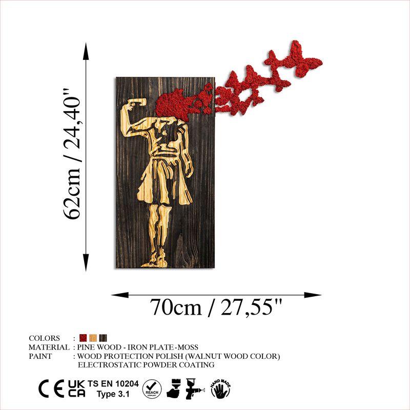 Casa si Gradina - Decoratiuni - Decoratiuni perete - Accesoriu decorativ de perete, Wallxpert, lemn, nuc, maro, rosu, 62x70 cm - Infinity.ro
