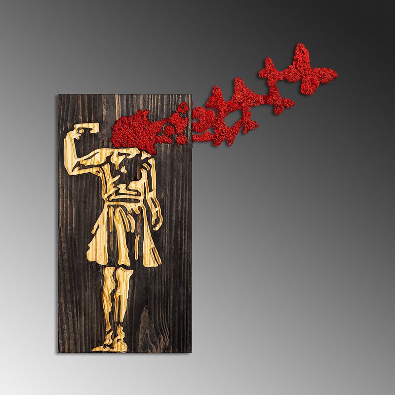 Casa si Gradina - Decoratiuni - Decoratiuni perete - Accesoriu decorativ de perete, Wallxpert, lemn, nuc, maro, rosu, 62x70 cm - Infinity.ro