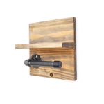 Casa si Gradina - Sanitare - Suporturi si accesorii baie - Suporturi baie - Carlig pentru tevi, Hanah Home, lemn de molid si metal, nuc si negru, 30x14x12 cm - Infinity.ro