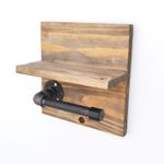 Casa si Gradina - Sanitare - Suporturi si accesorii baie - Suporturi baie - Carlig pentru tevi, Hanah Home, lemn de molid si metal, nuc si negru, 30x14x12 cm - Infinity.ro