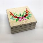 Casa si Gradina - Bucatarie si vesela - Accesorii bar - Suporturi bauturi - Set suporturi pentru pahare, Hermia, piatra naturala, multicolor, 10x10x1 cm, 4 bucati, 366TYR1227 - Infinity.ro