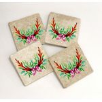 Casa si Gradina - Bucatarie si vesela - Accesorii bar - Suporturi bauturi - Set suporturi pentru pahare, Hermia, piatra naturala, multicolor, 10x10x1 cm, 4 bucati, 366TYR1227 - Infinity.ro