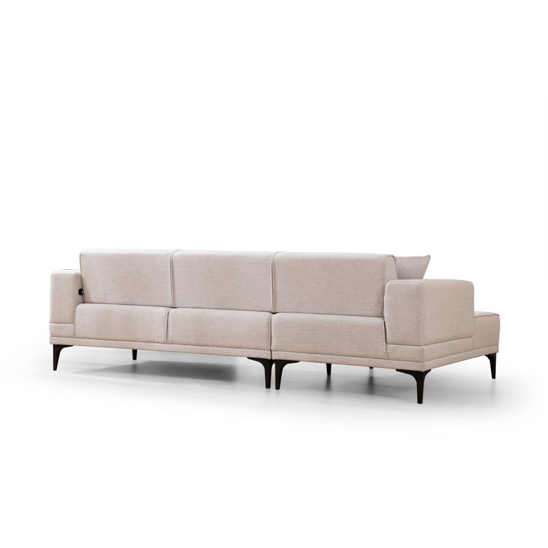 Casa si Gradina - Mobilier - Canapele si coltare - Coltare - Coltar extensibil, Hanah Home, lemn fag si pal, ecru, 140x250 cm - Infinity.ro
