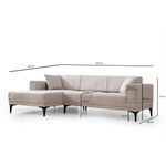 Casa si Gradina - Mobilier - Canapele si coltare - Coltare - Coltar extensibil, Hanah Home, lemn fag si pal, ecru, 140x250 cm - Infinity.ro