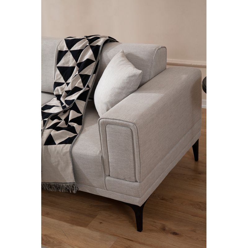 Casa si Gradina - Mobilier - Canapele si coltare - Coltare - Coltar extensibil, Hanah Home, lemn fag si pal, ecru, 140x250 cm - Infinity.ro