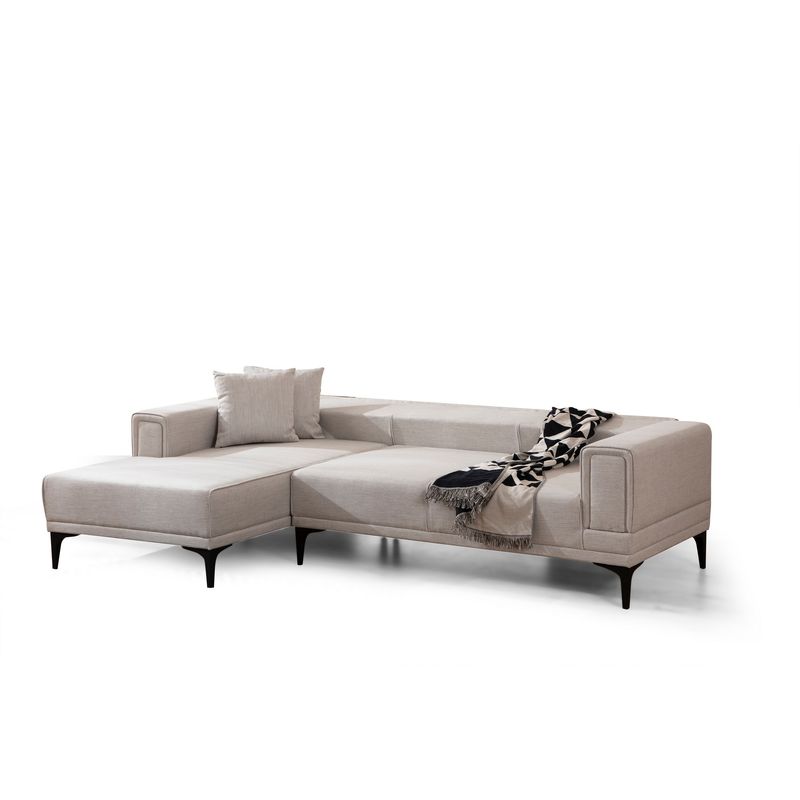 Casa si Gradina - Mobilier - Canapele si coltare - Coltare - Coltar extensibil, Hanah Home, lemn fag si pal, ecru, 140x250 cm - Infinity.ro